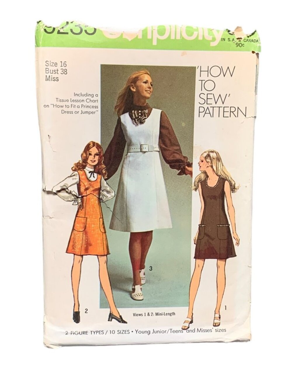 Simplicity Pattern 9235 Misses Size 16 Dress Jumper Shirt Uncut